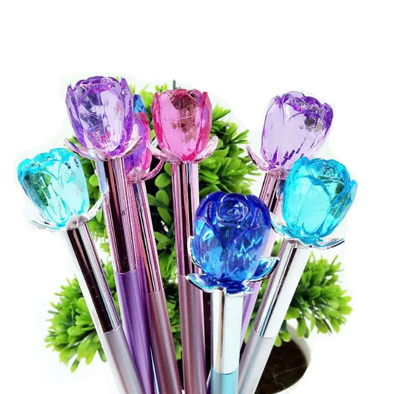 Kawaii Gel pen Lovely Style Crystal Rose Ballpoint Pens For Kids Office School Supplies Estojo Escolar