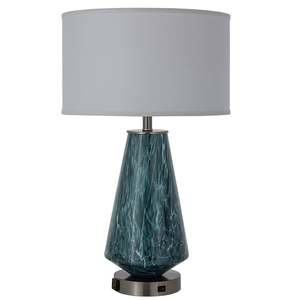 Lámpara de mesa de bloque de madera oscura, iluminación de escritorio de estilo industrial - Product Image 6