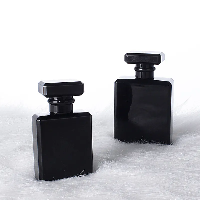 black Custom Unisex Fashion Rectangle Empty Smooth Spray 50 Ml 100 Ml Glass Perfume Bottles