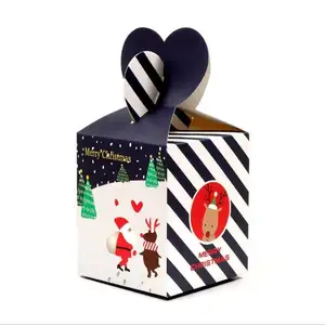 Neues Design schöne Weihnachts-Apfel-Verpackungsbox mit Griff Weihnachtsabend Snack Plätzchen Papierboxen als Geschenk