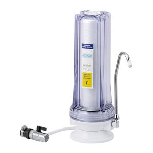 Filtre à eau manuel pour comptoir de cuisine, à robinet unique, avec cartouches de charbon actif et de sédiments (matériau PP) - Product Image 3