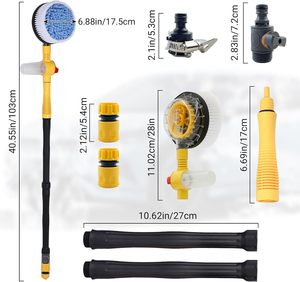 Kit de cepillos automáticos reutilizables para lavado de coches con mango telescópico giratorio, autoescurridor y compatibilidad con tuberías de agua PA para limpieza de vehículos. - Product Image 3