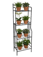 Support à plantes moderne à plusieurs niveaux, structure en fer thermolaqué, écologique, pour usage extérieur/intérieur, idéal pour les plantes grimpantes