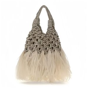 Pochette unisexe haut de gamme en strass et plumes, tissée à la main, avec fermeture ouverte, forme boulette, idéale pour les soirées et les danses - Product Image 2