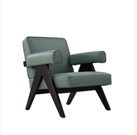 Fauteuil d'appoint design pour hôtel, chaise longue rembourrée avec structure en bois architecturale pour projet FF&E hôtelier