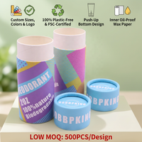 Couleurs personnalisées, écologiques, tubes de déodorant cylindriques de 0,5 oz et 2 oz, bord roulé, design à bord plat, zéro déchet, durable, vente en gros