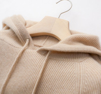 Sweat à capuche en laine d'alpaga à manches longues de couleur unie personnalisé, tricoté, en coton, laine et cachemire, pour femmes