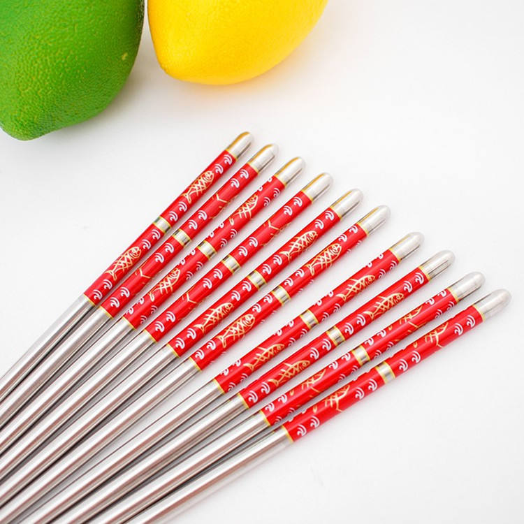 chopsticks with red handle ,18.5cm