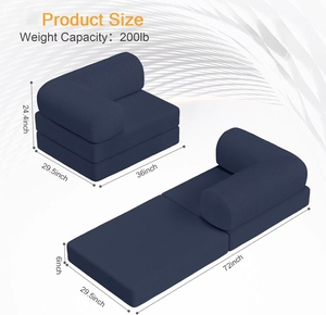 Canapé-lit modulaire convertible en forme de L <span class=keywords><strong>avec</strong></span> accoudoirs en éponge compressée, canapé-lit moderne pour salon, appartement, chambre à coucher, hôtel - Product Image 3