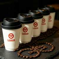 Gobelet en papier jetable à double paroi biodégradable pour café et vin avec couvercle, logo personnalisé, imperméable, respectueux de l'environnement