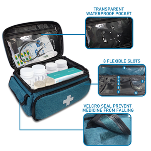 Tas Pertolongan Pertama <span class=keywords><strong>Kit</strong></span> Medis Darurat Portabel Oxford untuk Perjalanan Rumah dan Luar Ruangan, Kunjungan Dokter dengan Kompartemen Penyimpanan Obat - Product Image 3