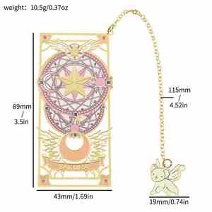 Marcapáginas metálico hueco transfronterizo de anime <span class=keywords><strong>Cardcaptor</strong></span> <span class=keywords><strong>Sakura</strong></span> con colgante metálico para estudiantes y material escolar - Product Image 4