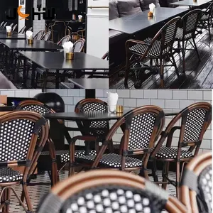 Outdoor Patio Furniture French Style Rattan Chair Restaurant Paris Cafe Parisian Bistro Chairs