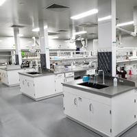 Mesa de Trabajo de Acero para Laboratorio Químico e Industrial, Antioxidante, Totalmente de Acero, con Tomas de Corriente y Gabinete de Almacenamiento