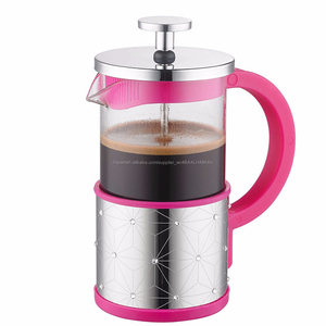 De vidrio de borosilicato de color <span class=keywords><strong>rosa</strong></span> francés <span class=keywords><strong>prensa</strong></span> personalizada café árabe olla con termo café émbolo - Product Image 1