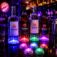 Sincen – Nouvelle Lumière d'Ambiance Personnalisable avec Logo, Présentoir de Boissons pour Bar, Mini Sous-Verre LED Étanche pour Bouteille