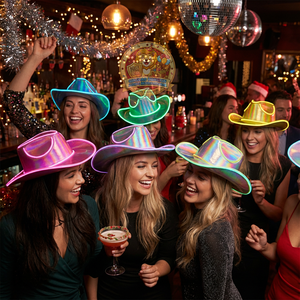Cappello da <span class=keywords><strong>Cowboy</strong></span> Spaziale con Luce LED Olografica Colorata Personalizzabile, per Halloween, Natale, Laurea, Diwali, Feste, Bar, Cosplay, Unisex - Product Image 4