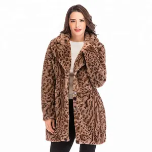 MANNI top latest designs winter women elegant luxury leopard print faux fox fur coat