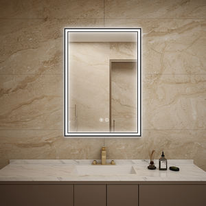 Espejo de baño LED montado en la pared al por mayor espejo de tocador dorado con marco de metal decorativo rectangular - Product Image 3