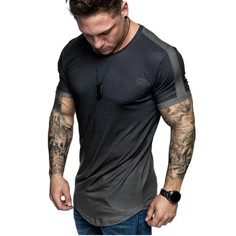 Customized Logo Men Fitness Sublimation Blank Black sweat men's T- Shirt