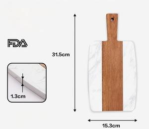 <span class=keywords><strong>Planche</strong></span> à <span class=keywords><strong>découper</strong></span> réversible personnalisée en bois d'acacia et <span class=keywords><strong>marbre</strong></span> avec poignée pour le service de fromage charcuterie, cadeau de cuisine - Product Image 2