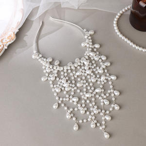 Tocado de Malla Hueca <span class=keywords><strong>con</strong></span> Colgante, Diadema de Perlas para Mujer, Accesorio para el Cabello de Moda Bohemia Vintage - Product Image 2