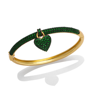 <strong>Gelang</strong> Jantung Elegant Gold Color Heart Pendant <strong>Bangle</strong> Jewelry Romantic Wedding Gift Wholesale Crystal Zircon Bracelets - Product Image 3
