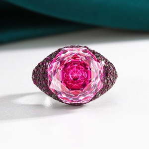 Fashion Jewelry Eco-friendly Copper Black Gold Plated Rose Cut 14mm Gradient Zircon Creative Personality Open <b>Ring</b> for Women - Product Image 4