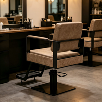 Soutien Ultra Confortable |   Chaise de salon de coiffure vintage en cuir, réglable en hauteur hydrauliquement, pour salon de coiffure