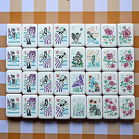 Tuiles de Mahjong américaines personnalisées modernes en acrylique à sept couches, orange, bleu marine, rouge, Walk with Me