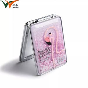 Espejo de Maquillaje Portátil con Logotipo Personalizado Win Sun, Espejo Compacto de Doble Cara con Flores Secas y Diseño Creativo de Arena Movediza - Product Image 3