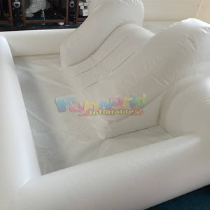 Castillo inflable blanco de calidad comercial para fiestas infantiles al aire libre con piscina de pelotas - Product Image 6