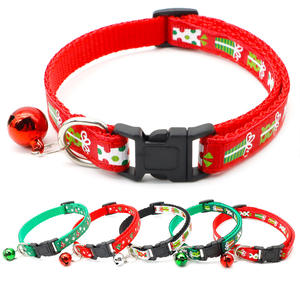 Fabrik Großhandels preis Mehrfarbig verstellbares Weihnachtskatzen-Hunde halsband mit Glocken-Haustier-Katzen halsband - Product Image 2
