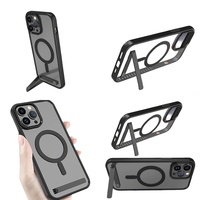 Aksesoris Ponsel Casing Kristal Bening untuk iPhone 17 Air 16 15 Pro Max 14 Plus 13 12 11 Casing Magnetik dengan Penyangga