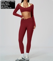 Sunquest Nouveau Ensemble 2 pièces pour femme : Haut court à manches longues superposé et Legging taille haute à découpe en V, pour le yoga, la gym et l'entraînement