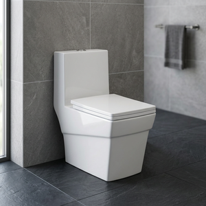 WC compact rectangulaire monobloc en céramique, à siphon en S, WC asiatique mural, équipement sanitaire pour salle de bain - Product Image 2