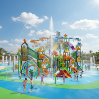 Équipement de parc aquatique extérieur sur le thème de l'octopus marin MiTeng L0024, toboggans, filets d'escalade, acier inoxydable, plastique, CE