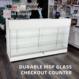 Displays Economic Heavy Duty Durable Aluminum <b>Checkout</b> <b>Counter</b> with LED Lighting Ledge Top Model D-317 for Retail Shop Display - Product Image 2