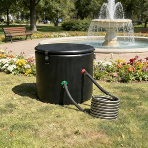 Camping <b>Inflatable</b> Wood Fire Hot Tub Drop Stitch Spa Hot Tub with Stainless Steel Wood Heater for Outdoor Backyard Garden - Product Image 5
