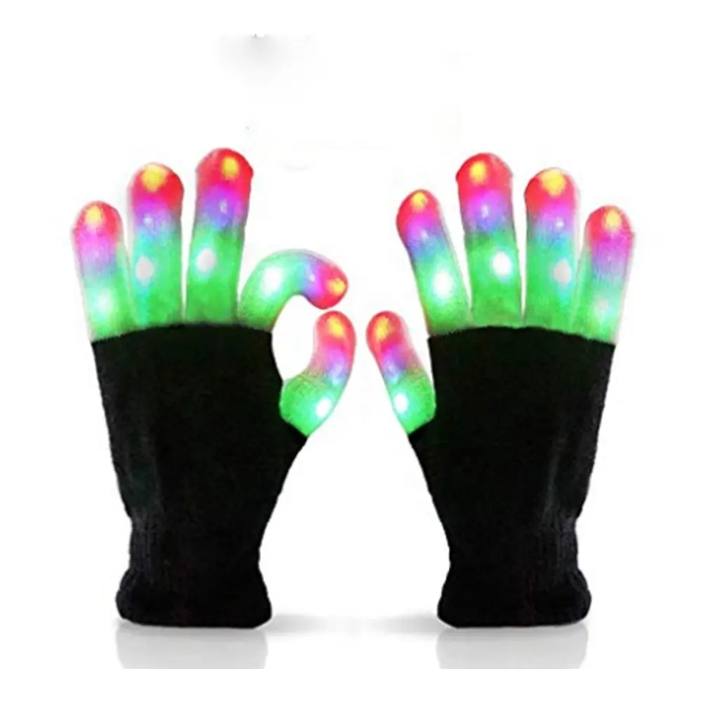 Kids Led Flashing Finger Lights Gloves 3 Colors 6 Modes for Halloween Christmas Party