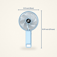 Ventilateur portable pliable en plastique, grande pale de 6 pouces, avec mousqueton, rechargeable 3600 mAh, USB, flux d'air puissant, pour extérieur