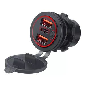 12V 30W Double QC 3.0 USB + PD Type-C <span class=keywords><strong>Chargeur</strong></span> de <span class=keywords><strong>voiture</strong></span> rapide Adaptateur de prise de courant pour <span class=keywords><strong>voiture</strong></span> Marine RV Bleu <span class=keywords><strong>Vert</strong></span> Rouge LED - Product Image 3