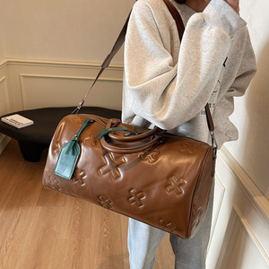 Bolsa de Viaje de Gran Capacidad para Negocios y Fitness, Bolsa de Gimnasio con Diseño en Relieve de PU, Bolsa Deportiva con Separación para Ropa Seca y Mojada, de Poliéster - Product Image 5