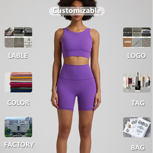 Conjuntos de <span class=keywords><strong>gimnasio</strong></span> Sujetador deportivo y pantalones cortos para mujer Ropa deportiva de yoga Dos piezas Conjuntos de entrenamiento de fitness para <span class=keywords><strong>gimnasio</strong></span> sin costuras <span class=keywords><strong>Gimnasio</strong></span> Conjuntos para mujer - Product Image 5