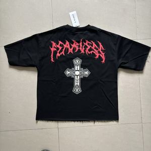 アメリカンヴィンテージメンズストリートウェア高品質ゴシックスカルフラワープリント卸売半袖KLEEP Tシャツ（メンズ） - Product Image 6