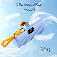 Grosir Power Bank Mini 2-in-1 5000mAh, pengisi daya Cepat Tipe C pemegang 4 warna ponsel Android ukuran saku IP