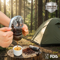 Machine à expresso manuelle portable professionnelle de 51 mm avec café moulu pour le camping et les voyages, certifiée LFGB FDA, usine OEM