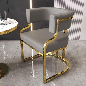 Modern PU Leather Living Room <b>Chair</b> with Gold Metal Frame Solid <b>Back</b> Ergonomic Design for Home Furniture - Product Image 1