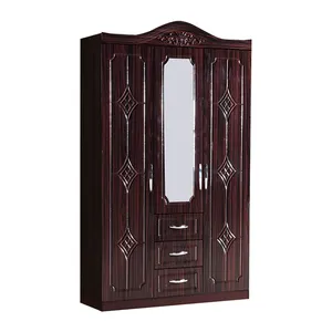 Classic Antique Bedroom Furniture Design Mirrored 3 Door Dress Wardrobe