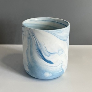 Luxury Empty Matte Round <b>Marbled</b> Candle Holder 12Oz Ceramic Candle <b>Jar</b> Vessels for Sale - Product Image 1